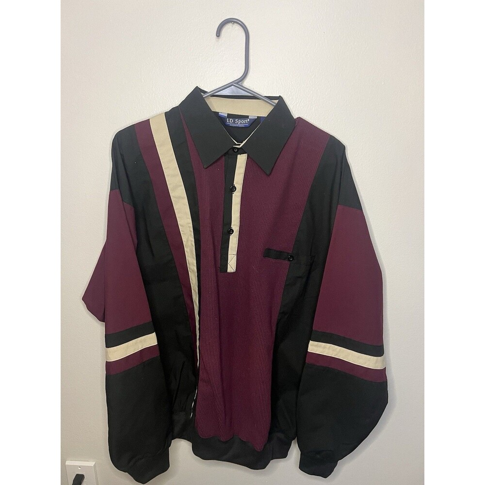 Vintage LD Sport International Sweater Men's L-Maroon Stripes-Crewneck-Polo